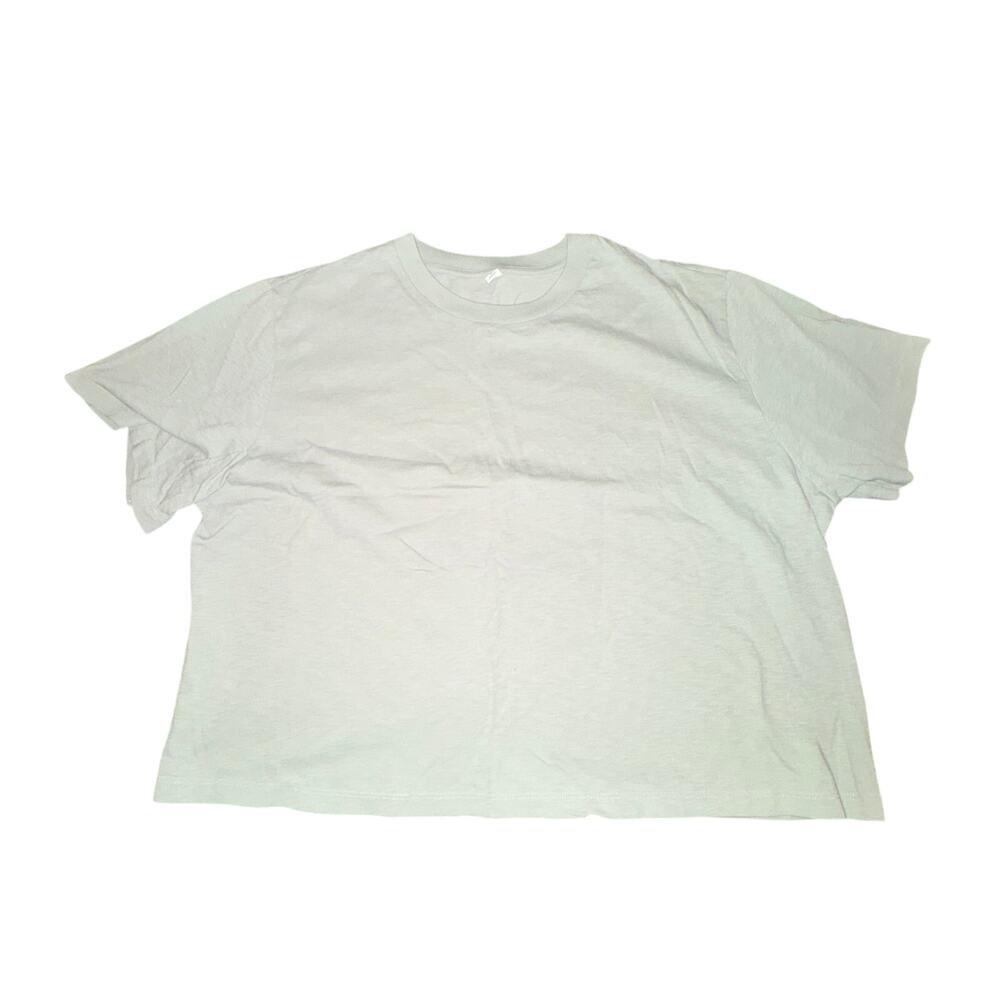 Uniqlo Cropped Crewneck T-Shirt Women's Size XL Sage Tee S/S Boxy 100% Cotton